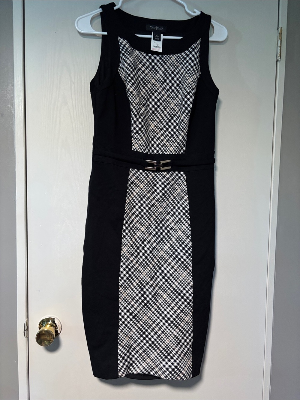 White House black market Black and White Plaid Sheath Dress